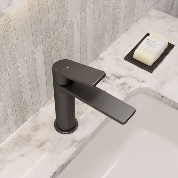 Bristan Frammento Eco Start Gunmetal Mono Basin Mixer Tap with Clicker Waste #2