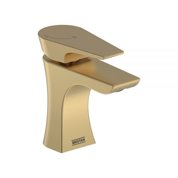 Bristan Hourglass Brushed Brass Mono Basin Mixer Tap with Eco Start and Pop Up Waste