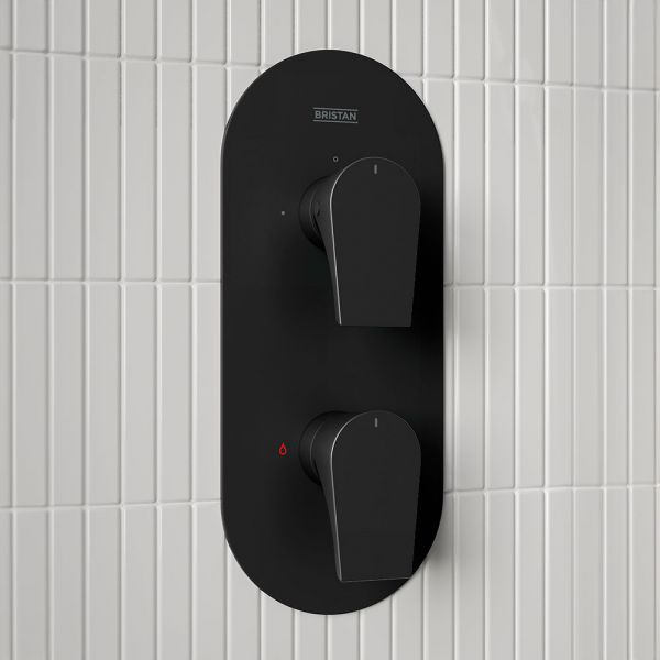 Bristan Hourglass Matt Black 2 Outlet Shower Pack with Overhead Shower and Riser Rail Kit #4
