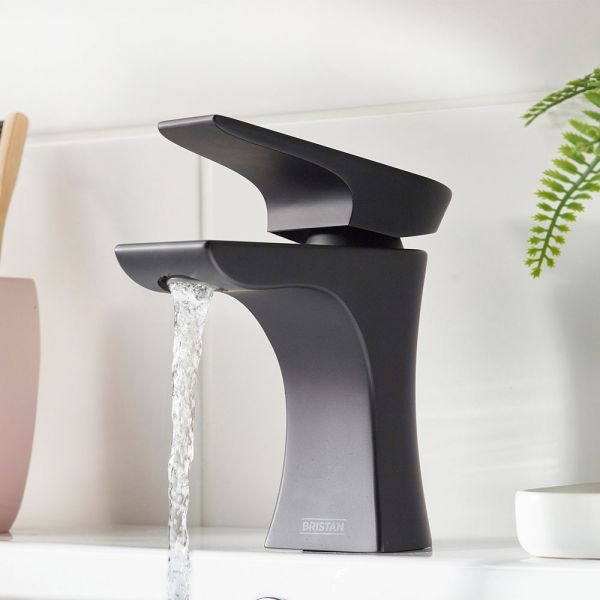 Bristan Hourglass Eco Start Black Mono Basin Mixer Tap with Clicker Waste #4