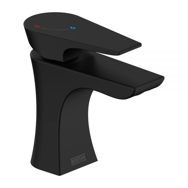 Bristan Hourglass Eco Start Black Mono Basin Mixer Tap with Clicker Waste