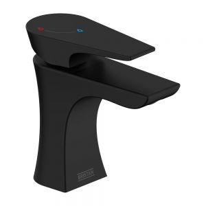 Bristan Hourglass Eco Start Black Mono Basin Mixer Tap with Clicker Waste