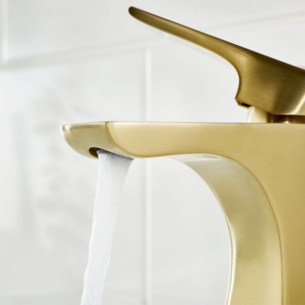 Bristan Hourglass Eco Start Brushed Brass Mono Basin Mixer Tap with Clicker Waste #4
