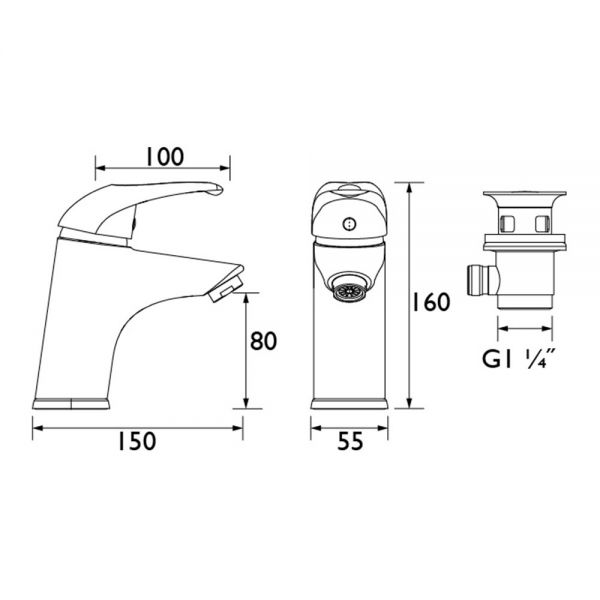 Bristan Java Chrome Mono Basin Mixer Tap with Clicker Waste #8