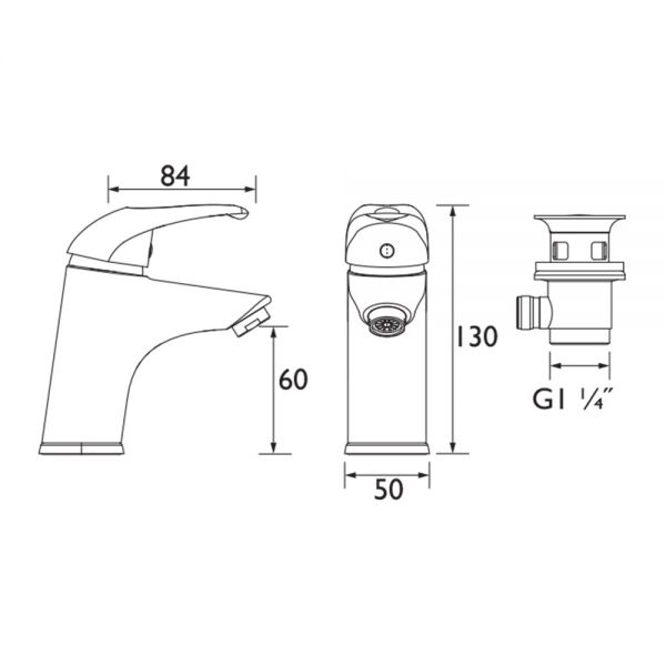 Bristan Java Chrome Mini Basin Mixer Tap with Clicker Waste #2