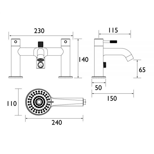 Bristan Molida Black Bath Shower Mixer Tap #2