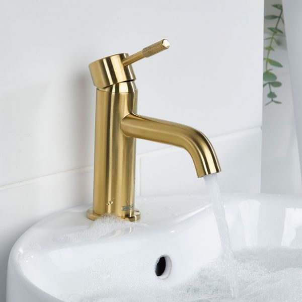 Bristan Molida Eco Start Brushed Brass Mono Basin Mixer Tap with Clicker Waste #3