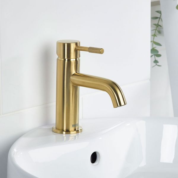 Bristan Molida Eco Start Brushed Brass Mono Basin Mixer Tap with Clicker Waste #4