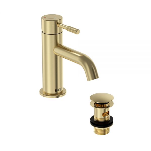 Bristan Molida Eco Start Brushed Brass Mono Basin Mixer Tap with Clicker Waste #2