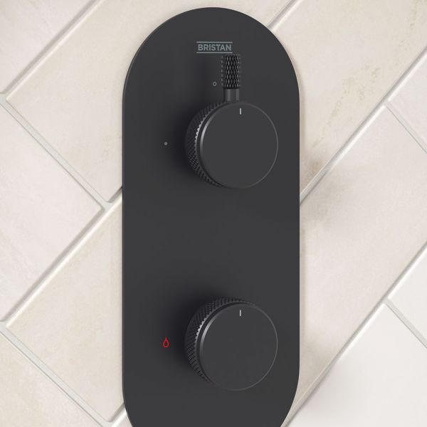 Bristan Molida Matt Black 2 Outlet Shower Pack with Overhead Shower and Riser Rail Kit #3
