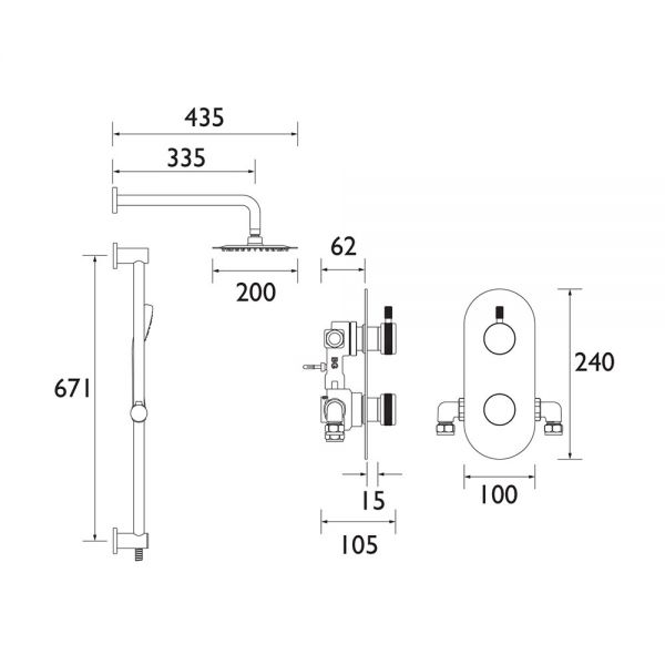 Bristan Molida Chrome Concealed Thermostatic Two Outlet Shower Pack #4