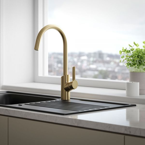 Bristan Maple Brushed Brass Easyfit Mono Kitchen Mixer Tap #3