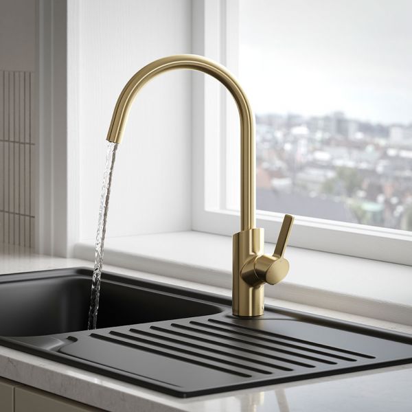 Bristan Maple Brushed Brass Easyfit Mono Kitchen Mixer Tap #4