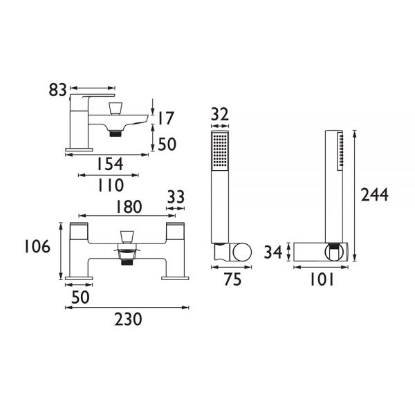 Bristan Napoli Chrome Bath Shower Mixer Tap #2