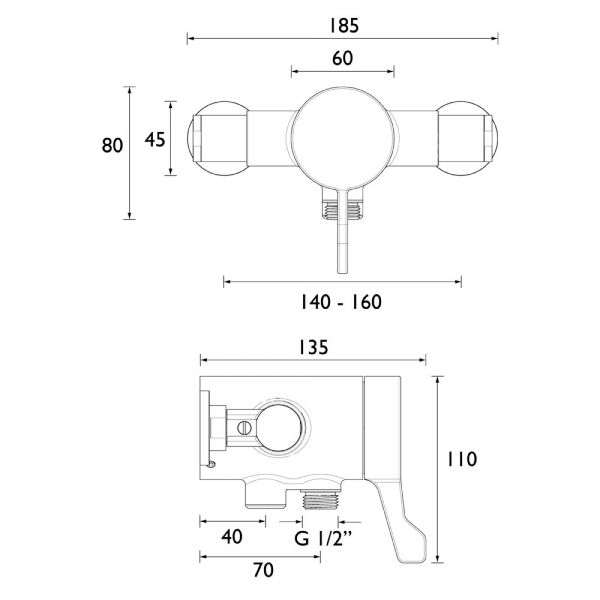 Bristan Opac Exposed Shower Valve with Lever Handle OP TS3650 EL C #2