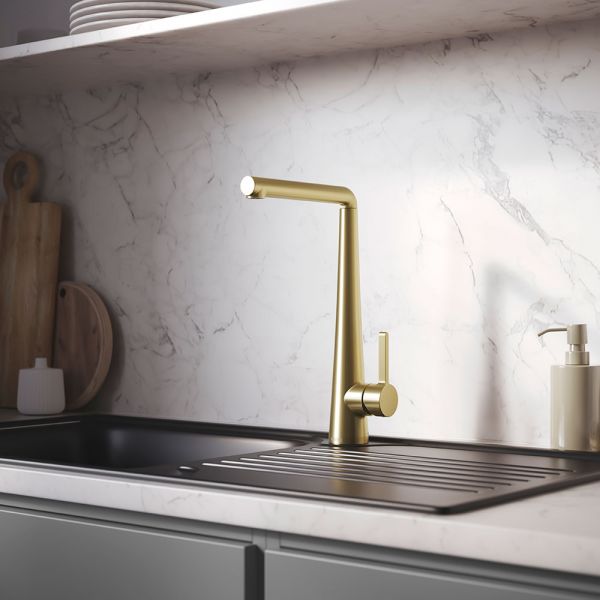 Bristan Pine Brushed Brass Mono Kitchen Mixer Tap with  Eco Start #3