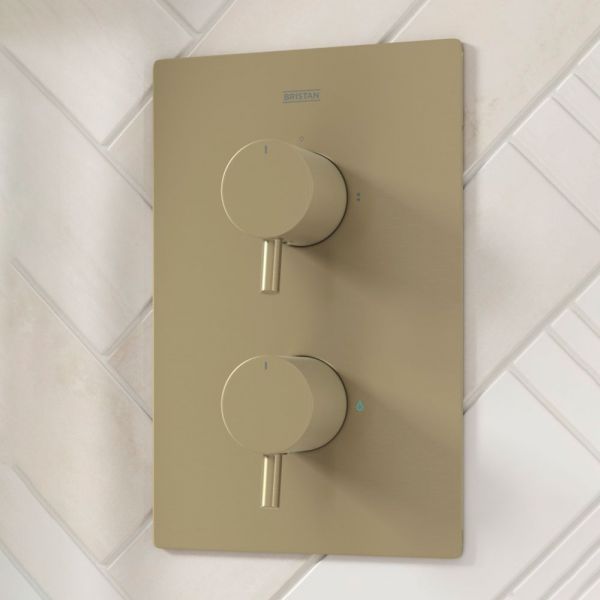 Bristan Prism Brushed Brass 2 Outlet Shower Pack with Overhead Shower and Riser Rail Kit #3