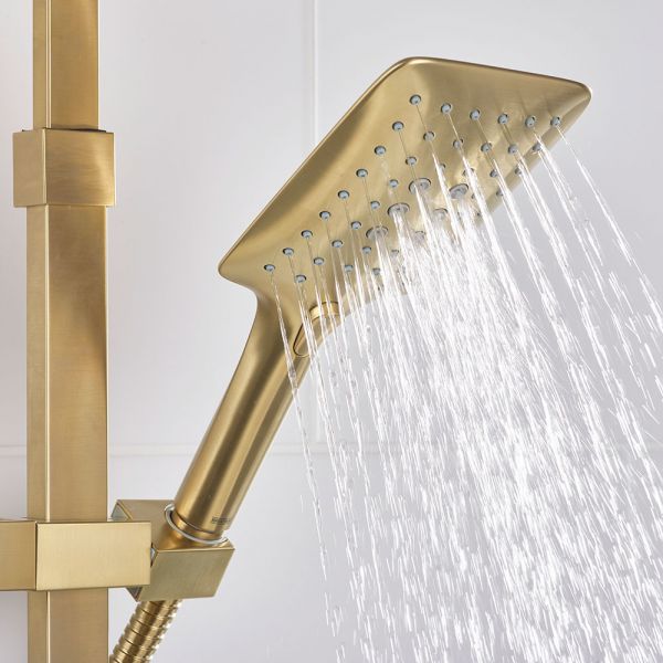 Bristan Qubo Brushed Brass Thermostatic Rigid Riser Diverter Bar Valve Shower Kit #7