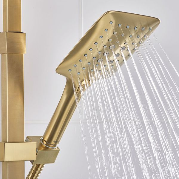Bristan Qubo Brushed Brass Thermostatic Rigid Riser Diverter Bar Valve Shower Kit #8