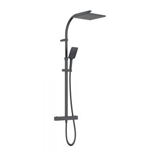 Bristan Qubo Black Thermostatic Rigid Riser Diverter Bar Valve Shower Kit