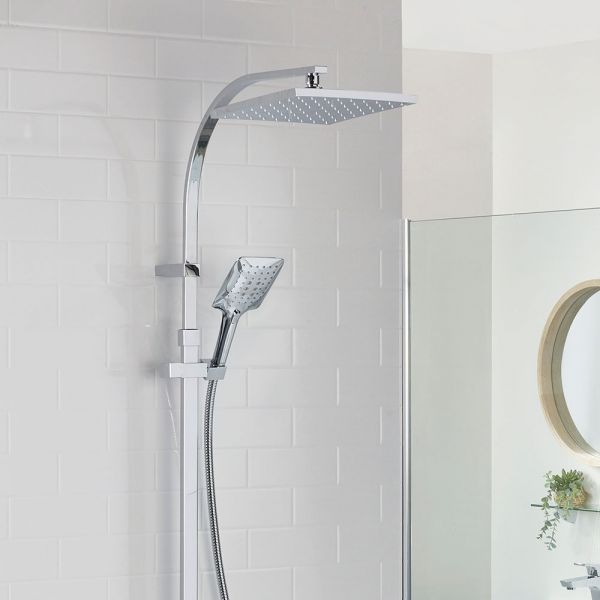 Bristan Qubo Chrome Thermostatic Rigid Riser Diverter Bar Valve Shower Kit #2