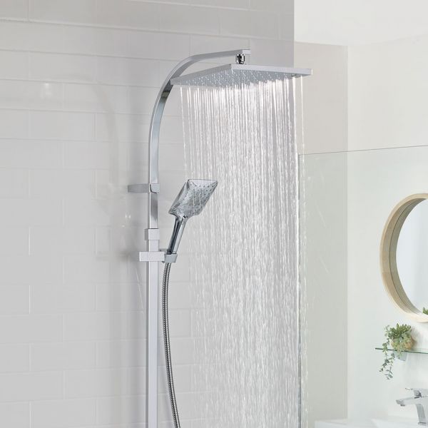 Bristan Qubo Chrome Thermostatic Rigid Riser Diverter Bar Valve Shower Kit #3