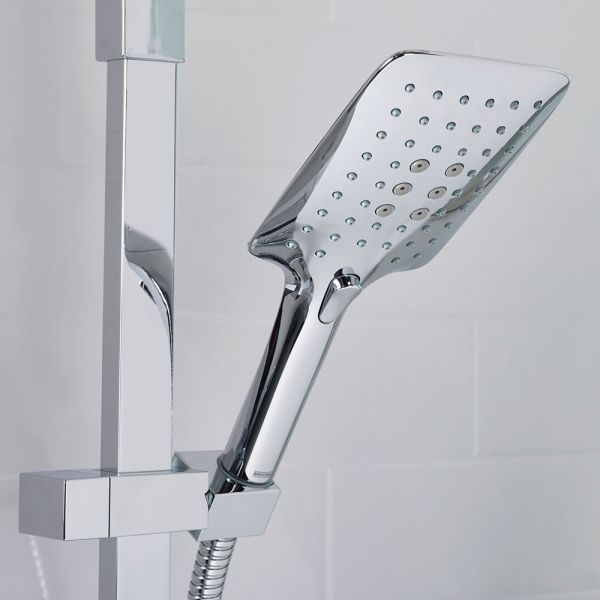Bristan Qubo Chrome Thermostatic Rigid Riser Diverter Bar Valve Shower Kit #5