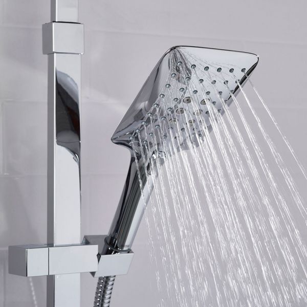 Bristan Qubo Chrome Thermostatic Rigid Riser Diverter Bar Valve Shower Kit #7