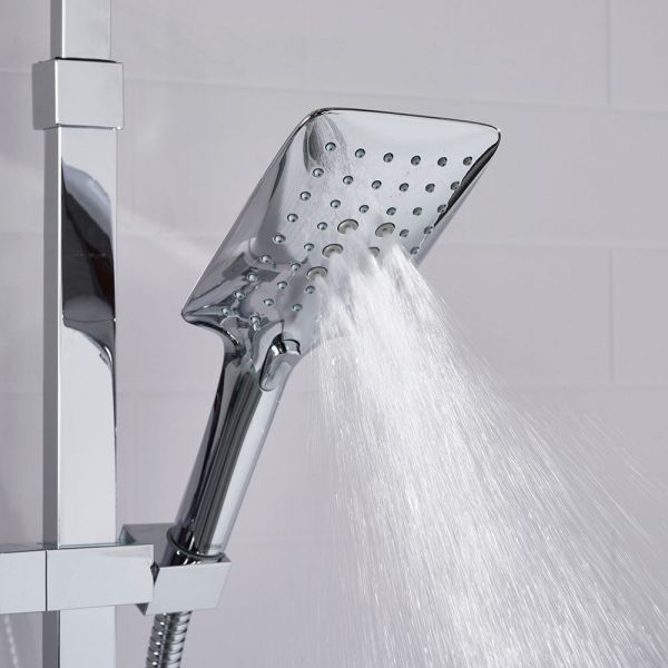 Bristan Qubo Chrome Thermostatic Rigid Riser Diverter Bar Valve Shower Kit #8