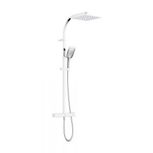 Bristan Qubo Chrome Thermostatic Rigid Riser Diverter Bar Valve Shower Kit