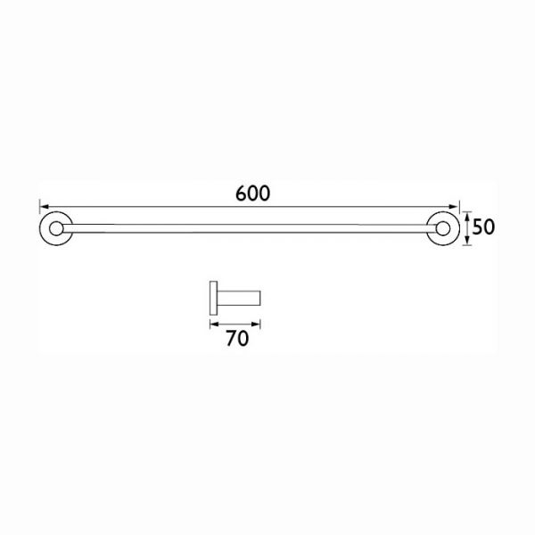 Bristan Black Round 600mm Towel Rail RD RAIL BLK #2