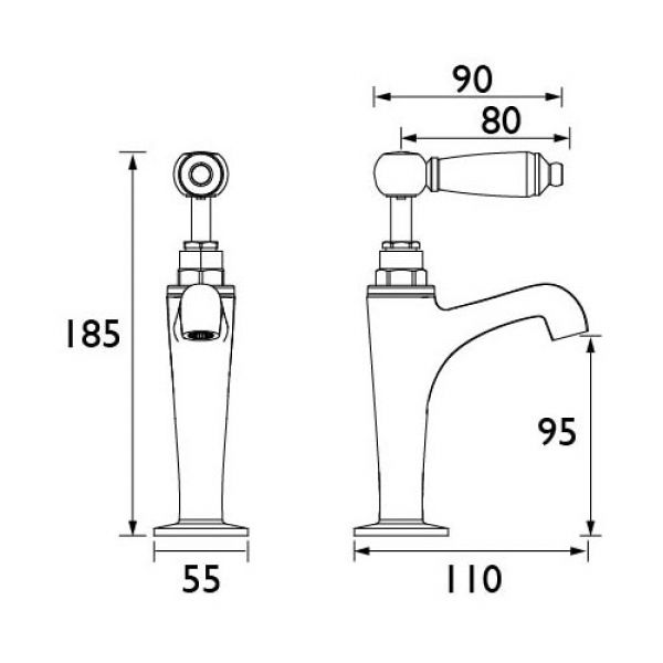 Bristan Renaissance High Neck Pillar Taps Chrome Plated RS HNK C #2