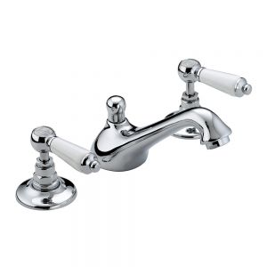 Bristan Renaissance2 Chrome Deck Mounted 3 Hole Basin Mixer Tap with Pop Up Waste