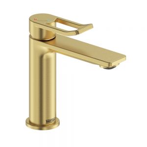 Bristan Saffron Eco Start Brushed Brass Mono Basin Mixer Tap with Clicker Waste