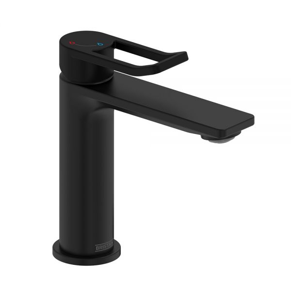 Bristan Saffron Eco Start Black Mono Basin Mixer Tap with Clicker Waste