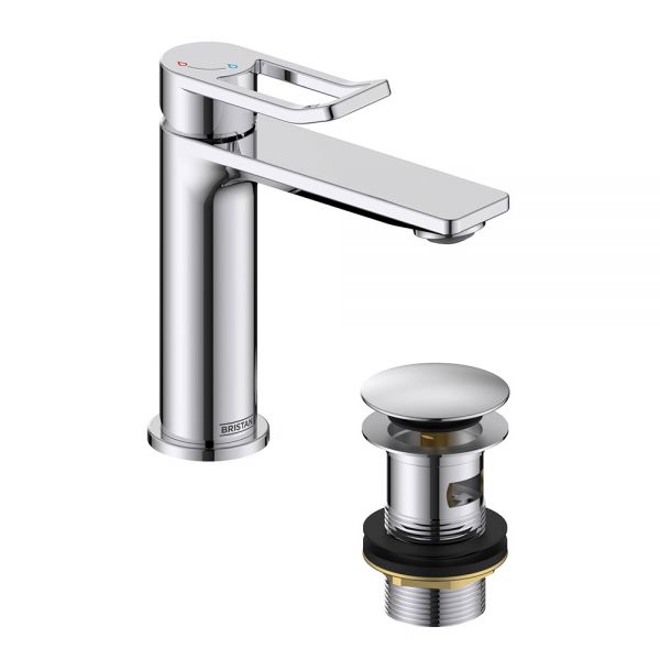 Bristan Saffron Eco Start Chrome Mono Basin Mixer Tap with Clicker Waste #2