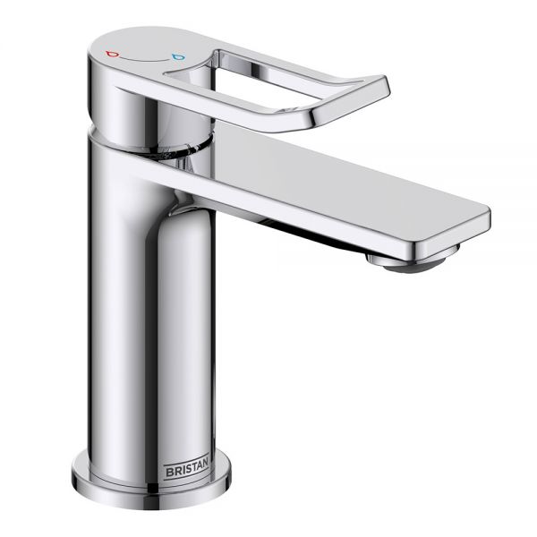 Bristan Saffron Eco Start Chrome Mini Basin Mixer Tap with Clicker Waste