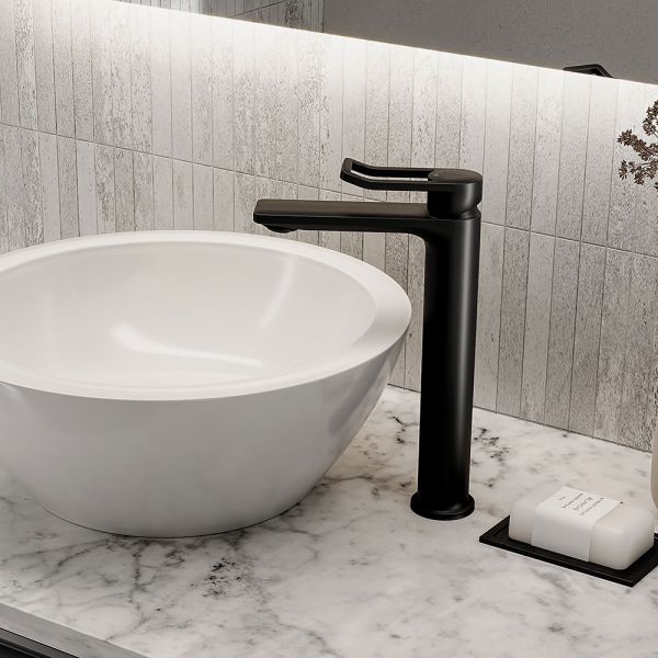 Bristan Saffron Eco Start Black Tall Basin Mixer Tap with Clicker Waste #4