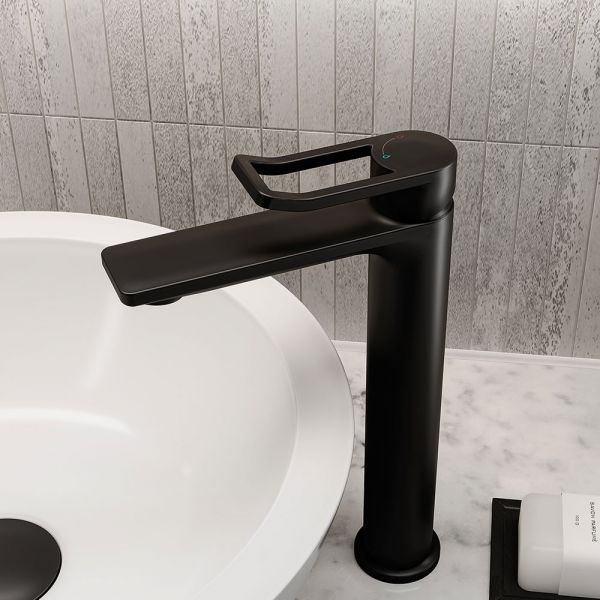 Bristan Saffron Eco Start Black Tall Basin Mixer Tap with Clicker Waste #5
