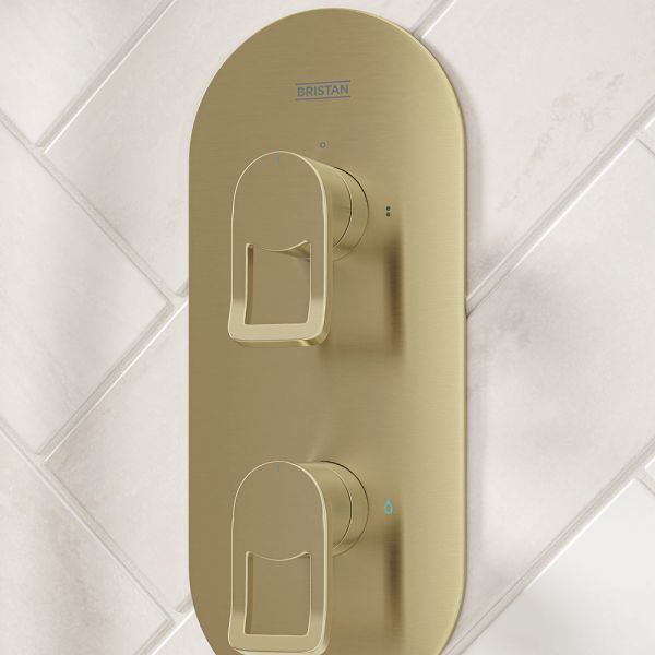 Bristan Saffron Brushed Brass 2 Outlet Shower Pack with Overhead Shower and Riser Rail Kit #4