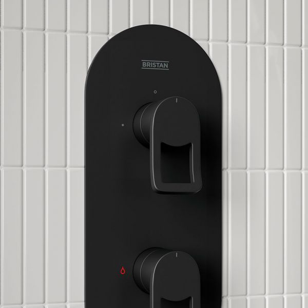 Bristan Saffron Matt Black 2 Outlet Shower Pack with Overhead Shower and Riser Rail Kit #4
