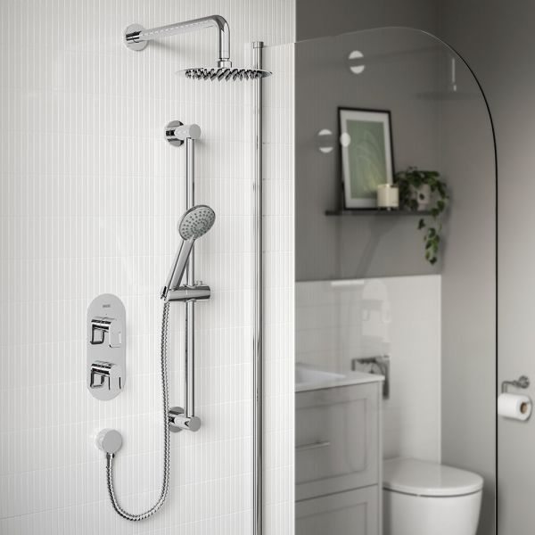 Bristan Saffron Chrome 2 Outlet Shower Pack with Overhead Shower and Riser Rail Kit #2