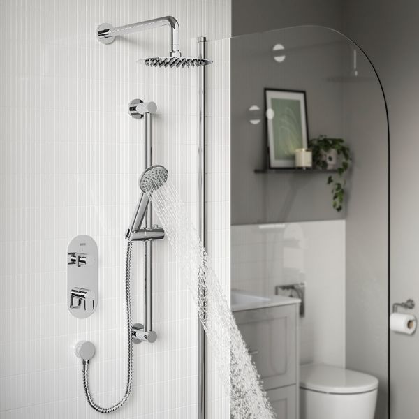 Bristan Saffron Chrome 2 Outlet Shower Pack with Overhead Shower and Riser Rail Kit #3