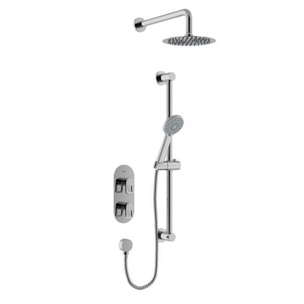 Bristan Saffron Chrome 2 Outlet Shower Pack with Overhead Shower and Riser Rail Kit