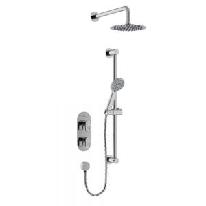 Bristan Saffron Chrome 2 Outlet Shower Pack with Overhead Shower and Riser Rail Kit