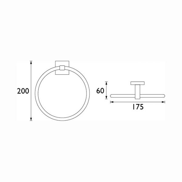 Bristan Black Square Towel Ring SQ RING BLK #2