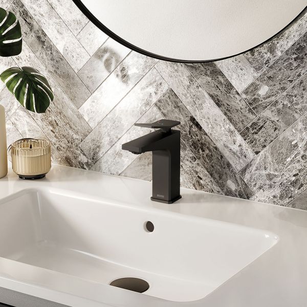 Bristan Tangram Eco Start Black Mono Basin Mixer Tap with Clicker Waste #3