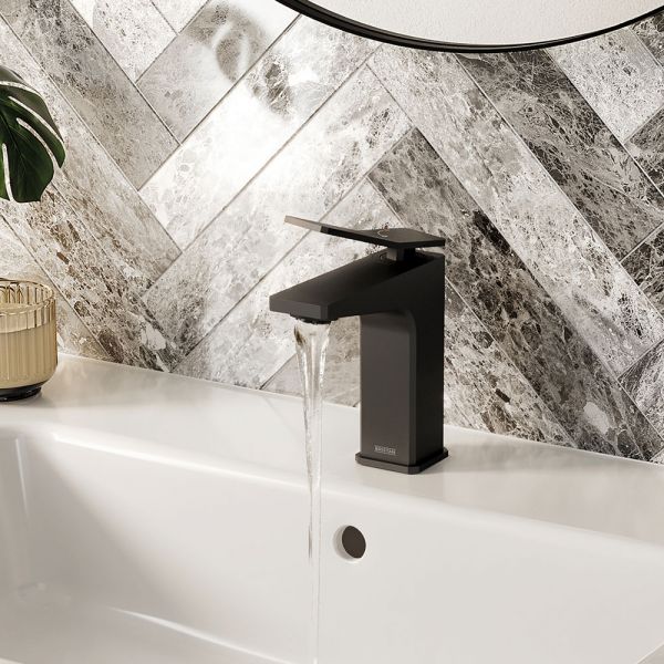 Bristan Tangram Eco Start Black Mono Basin Mixer Tap with Clicker Waste #5