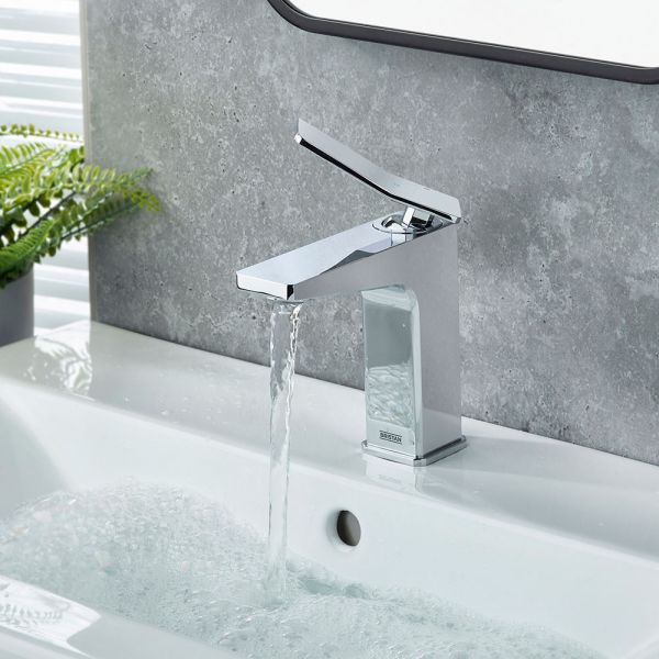 Bristan Tangram Eco Start Chrome Mono Basin Mixer Tap with Clicker Waste #4
