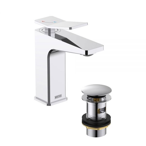 Bristan Tangram Eco Start Chrome Mono Basin Mixer Tap with Clicker Waste #2